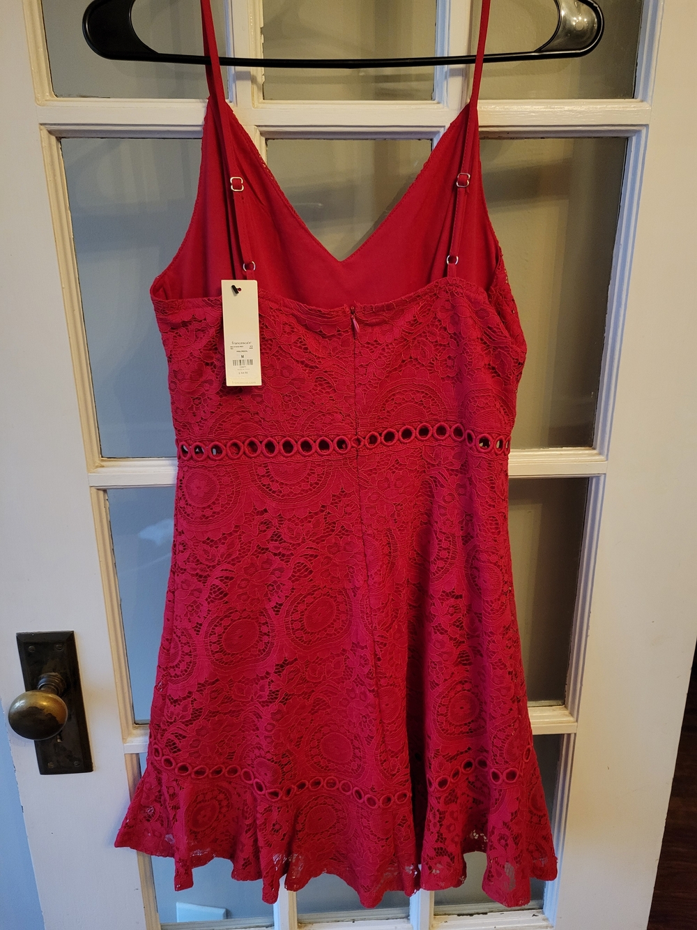 Francesca's Collections Red Lace Mini Dress with Spaghetti Straps Medium - Picture 11 of 15